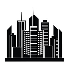 Fototapeta premium Modern Office Buildings Vector Downtown Skyscrapers Silhouette