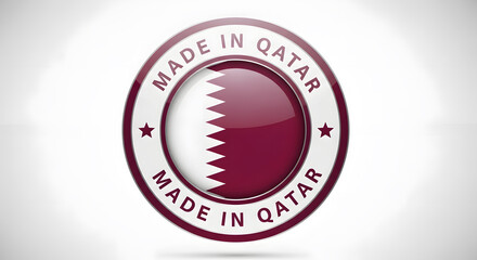 Made in qatar badge with the qatari flag isolated on white background