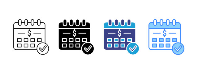 Business Calendar icon set multiple style collection
