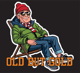 A vector drawing of Old man with casual hooligans outfit style for sticker