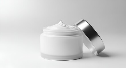 Elegant minimalism showcasing a skincare cream jar with a reflective lid isolated