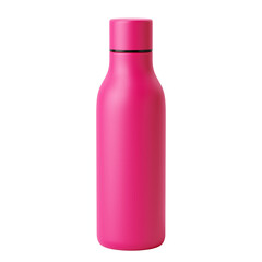 Minimalist hot pink water bottle isolated on transparent background