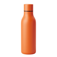 Minimalist orange water bottle isolated on transparent background