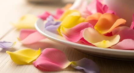 Pastel petals on a plate: A gentle floral arrangement for tranquil moments