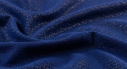 Close-up of shimmering blue fabric with subtle silver threads detail texture
