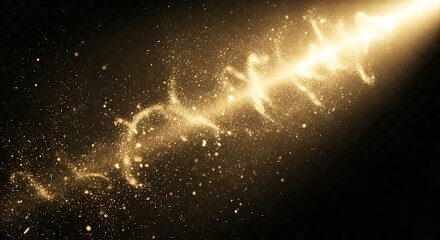 Golden Sparkle Trail on Dark Background for Festive and Elegant Designs