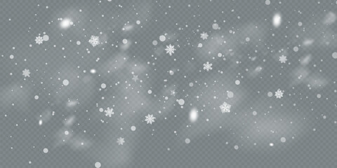 Snowfall isolated. Winter background. Snow overlay. Christmas Background.