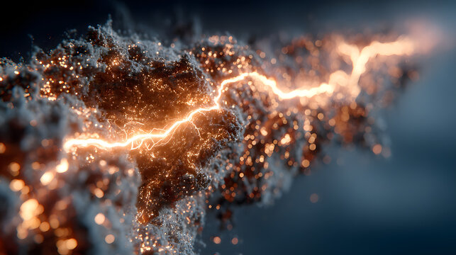Electrifying Surge: An intense, close-up captures the raw power of a lightning bolt tearing through the heavens, a spectacle of nature's untamed energy and captivating beauty.