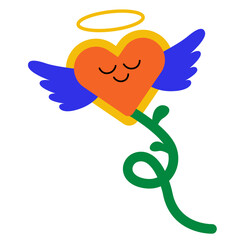 World kindness day illustration. Love, heart character in playful style. Random acts, caring, kindness, giving of people. Hands show the heart and planet. Vector illustration.