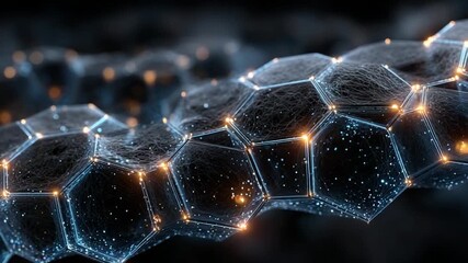 Abstract molecular structure with glowing hexagons - Powered by Adobe