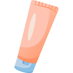 Peach Colored Squeeze Tube with Blue Cap Isolated on Transparent Background Simple Graphic Element for Skincare Products