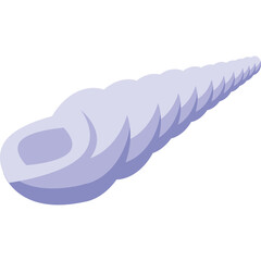 Pale purple spiral seashell with a hollow opening and ribbed texture on a transparent background isolated seashell graphic design element