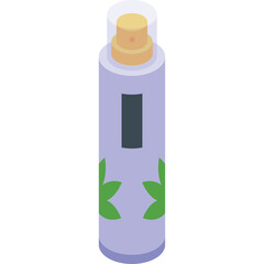 Pale Purple Spray Bottle with Yellow Cap and Green Leaf Design on Transparent Background Ideal for Fitness and Wellness Products