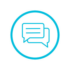 Message icon set on transparent background. Message blue line icon set. Flat message symbol in circle illustration	