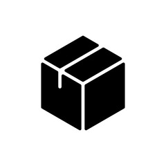 Sealed package box carton delivery flat black icon
