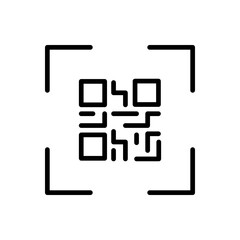 Outline QR code scan square barcode line art icon
