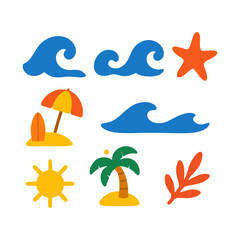 Bauhaus Underwater Abstract Vector Pattern with Coral and Sea Elements