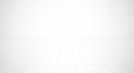 A white tiled floor with a grid pattern.