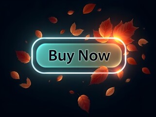Glowing "Buy Now" Button with Autumn Leaves