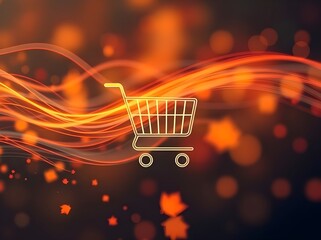 Glowing Shopping Cart in an Autumn Flow