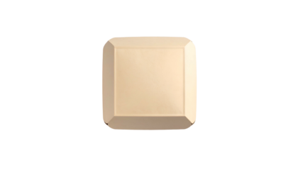 Isolated, shiny, light-brown square with rounded corners against a black background
