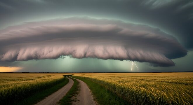 Stormy Sky over Wheat Field.