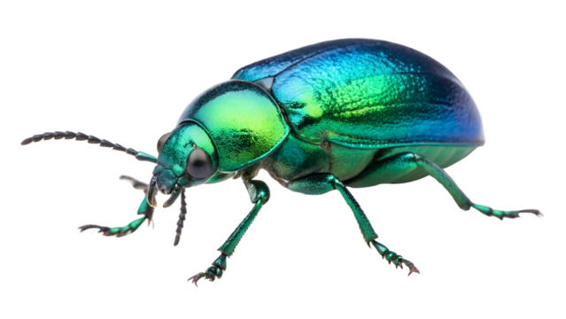 Isolated iridescent beetle specimen close-up, vibrant colors, metallic sheen, detailed insect shot	

