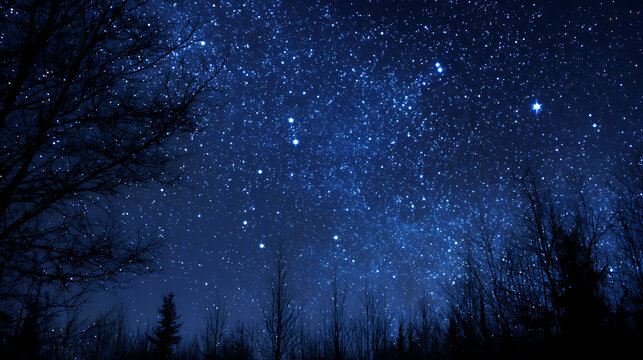 A starlit night with constellations forming open books in the sky