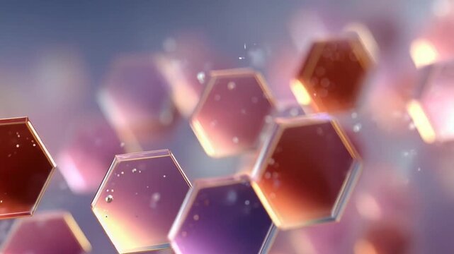 Colorful hexagonal shapes floating in a soft gradient