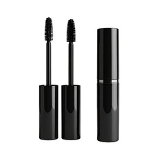 Obraz premium Mascara Black tubes, one open with two wands on black