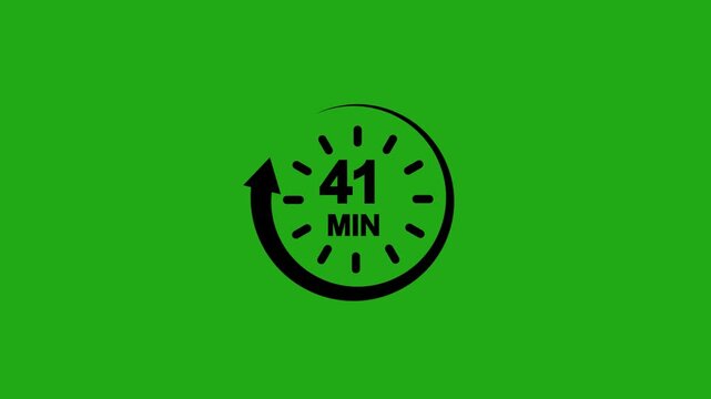 Circle arrow refresh icon and 41 minutes, stopwatch icon. Stopwatch icon in flat style.timer 41 minutes countdown icon.