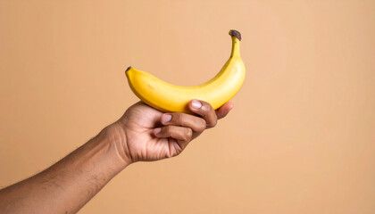 Faceless image of a hand holding a banana