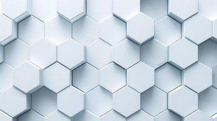 Naklejka premium Minimalist Abstract Design with Light Blue Hexagons and Soft Gray-Blue Background 