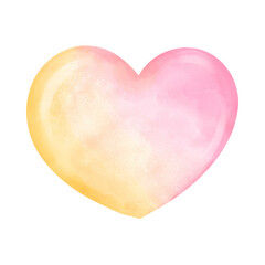 Watercolor Heart Illustration with Gradient Pink and Yellow Hues.