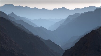 concentric. Mountain valley with concentric air ripples, misty natural landscape. travel magazines, destination branding, designed for travel destination branding, inspires travel planning.
