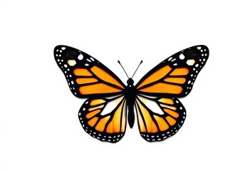 Fototapeta premium Intricate cutout of a monarch butterfly, black silhouette against white background, cutout, art