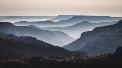 Obraz premium concentric. Mountain valley with concentric air ripples, misty natural landscape. travel magazines, destination branding, designed for travel destination branding, inspires travel planning. 