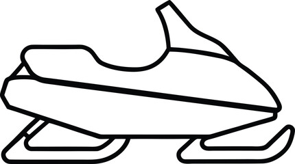 Snowmobile Winter Vehicle Outline Vector Illustration on White Background