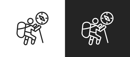 Adventure Icon In Black And White Line Style
