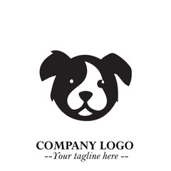 Loyal Head of Dog Logo Symbol in Black on White Background with Modern Minimalist Design