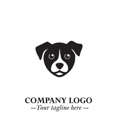Loyal Head of Dog Logo Symbol in Black on White Background with Modern Minimalist Design