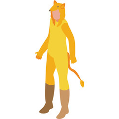 Person Wearing A Full Body Yellow Lion Costume With A Tail And Brown Boots Standing On A Transparent Background