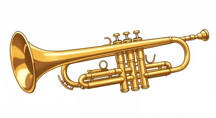 Fototapeta premium Golden Trumpet's Melody: A gleaming golden trumpet, ready to unleash a symphony of sound, against a simple, clean background. Capturing the essence of musical instrument.