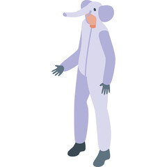 Person Wearing A Light Purple Elephant Onesie Costume With A Transparent Background And A White Background