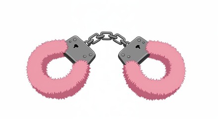 Fluffy Pink Handcuffs: A close-up shot of a pair of plush, pink handcuffs, resting elegantly. The image evokes themes of playful control and sensuality.