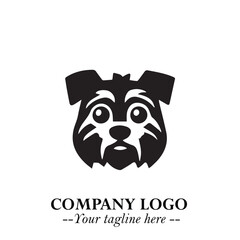 Loyal Head of Dog Logo Symbol in Black on White Background with Modern Minimalist Design