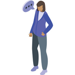 Person Speaking With Speech Bubble In Isometric View With Transparent Background Detailed Clothing And Colors