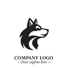 Loyal Head of Dog Logo Symbol in Black on White Background with Modern Minimalist Design