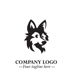 Obraz premium Loyal Head of Dog Logo Symbol in Black on White Background with Modern Minimalist Design