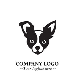 Loyal Head of Dog Logo Symbol in Black on White Background with Modern Minimalist Design